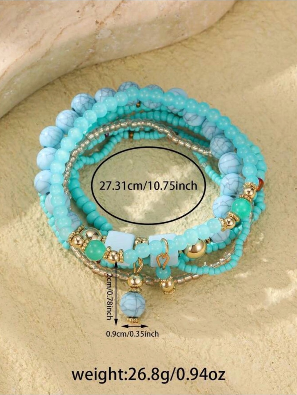 Turquoise Multi-Strand Beaded Bracelet - Picture 5 of 8